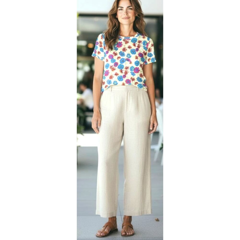 Sag Harbor Vintage 100% Silk Floral Short Sleeve Blouse size 10P